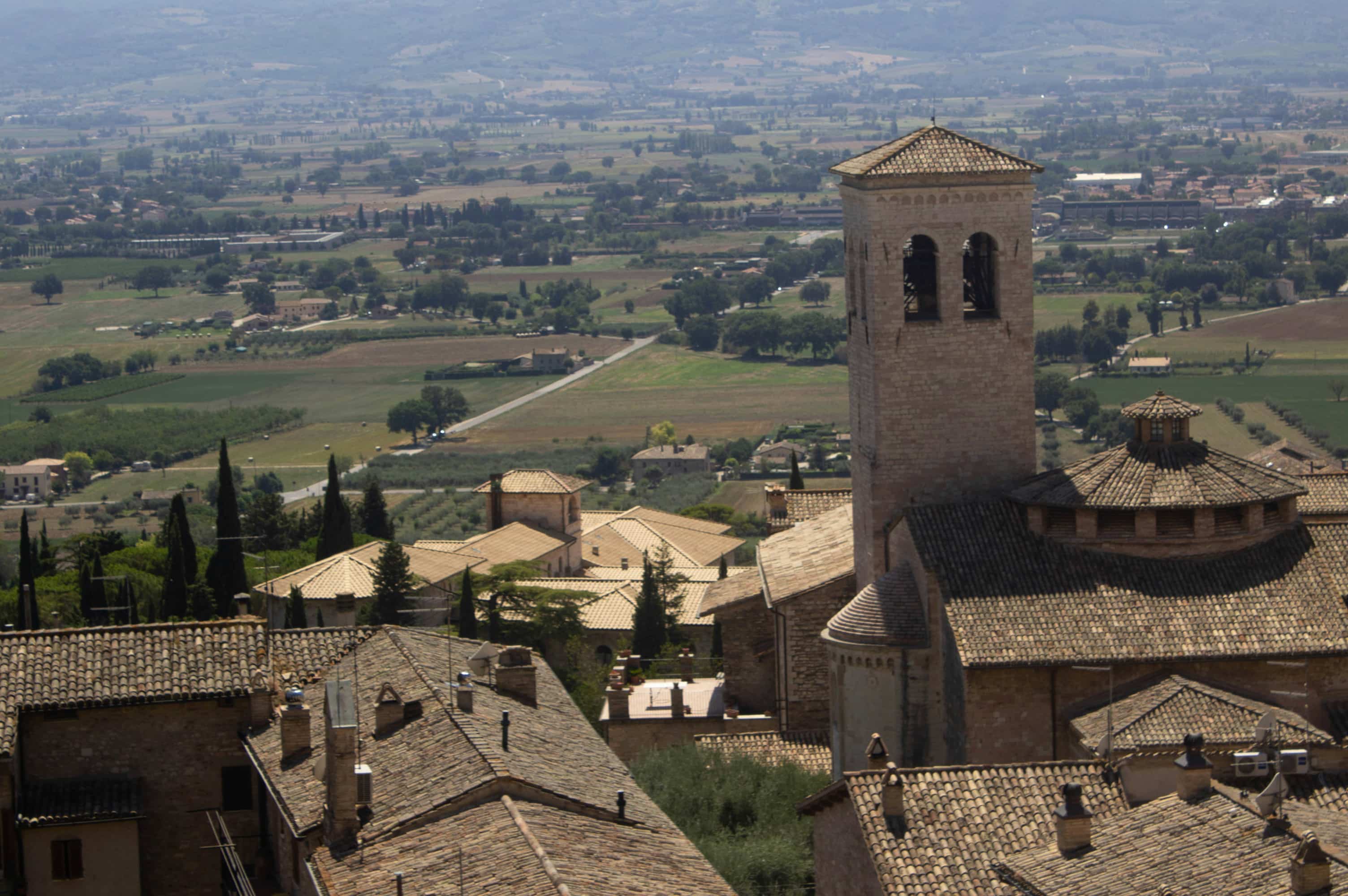 Panaromic view of the countryside below Assisi, Italy